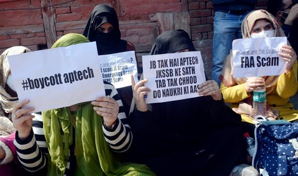Job aspirants continue protests against firm conducting recruitment exams in Kashmir
