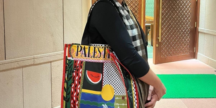 In solidarity with Palestinians, Priyanka carries bag emblazoned with ‘Palestine’ to Parliament