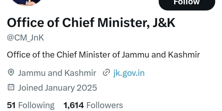 J&K Chief Minister gets official X handle