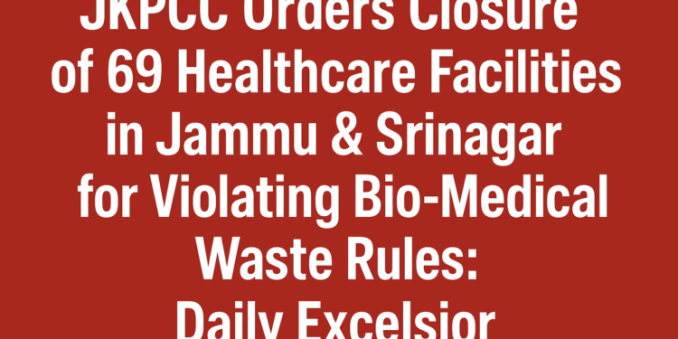 JKPCC Orders Closure of 69 Healthcare Facilities in Jammu & Srinagar for Violating Bio-Medical Waste Rules