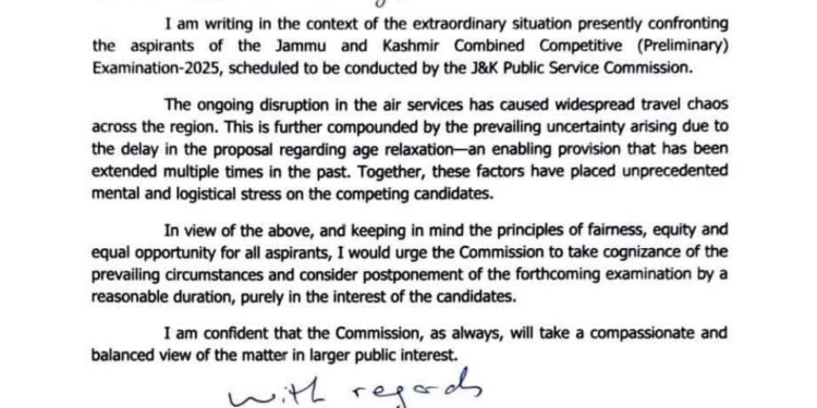 CM Urges JKPSC to Defer Combined Competitive Prelims