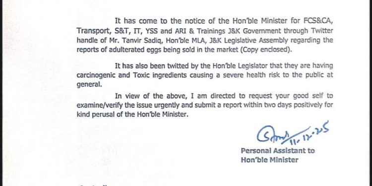 Adulterated Eggs in Kashmir: J&K Govt Orders Urgent Investigation After MLA Flags Public-Health Risk