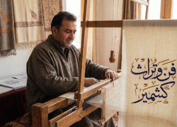 Artisan Shahnawaz Sofi aims to promote ancestral Kashmiri pashmina weaving with modern calligraphy