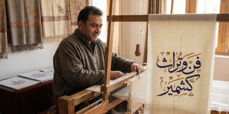 Artisan Shahnawaz Sofi aims to promote ancestral Kashmiri pashmina weaving with modern calligraphy