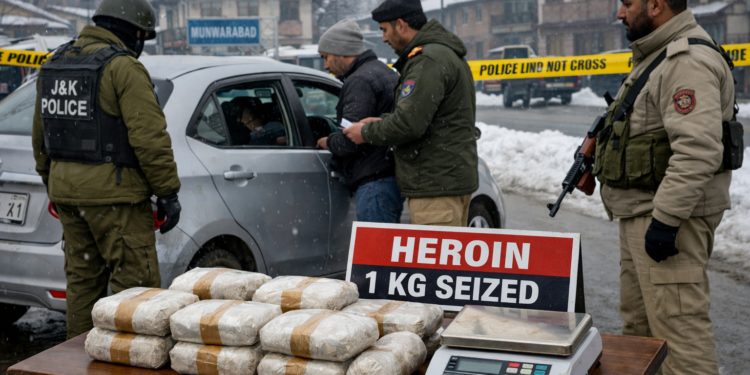 One Kg Heroin Seized in Srinagar; Accused Arrested During Naka Checking, Case Registered